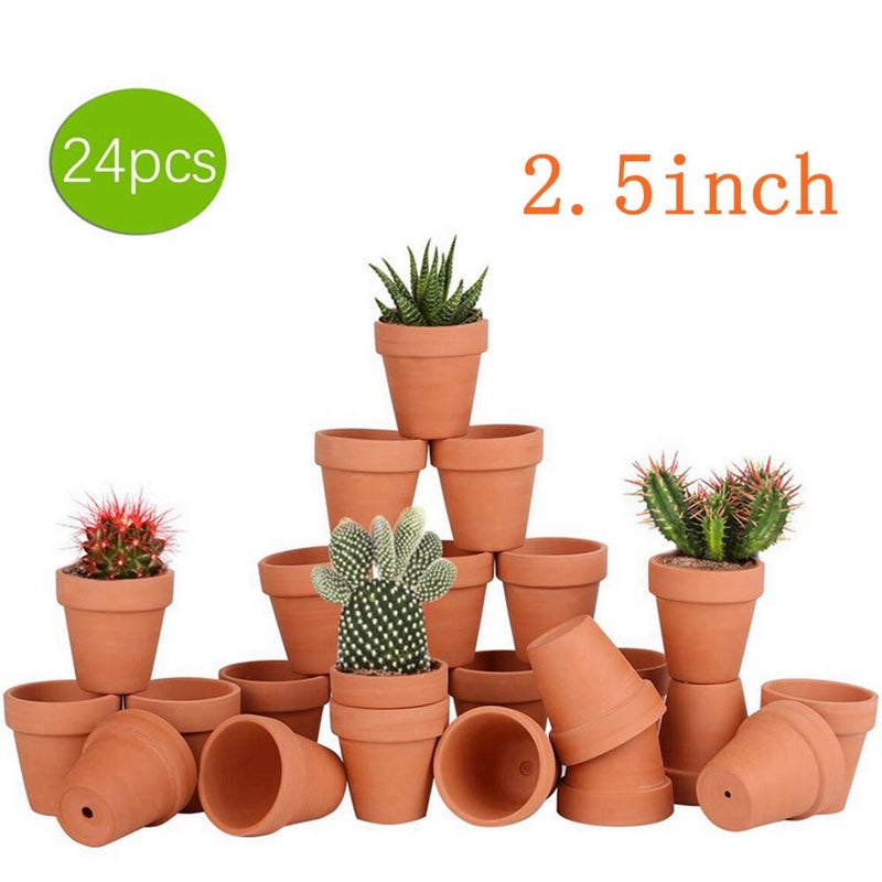 FCFKUK 24pcs Mini Clay Pots, 2.5'' Terracotta Pottery Planters, Cactus Flower Succulents Nursery Pots, with Drainage Hole, for Indoor/Outdoor - Image 2